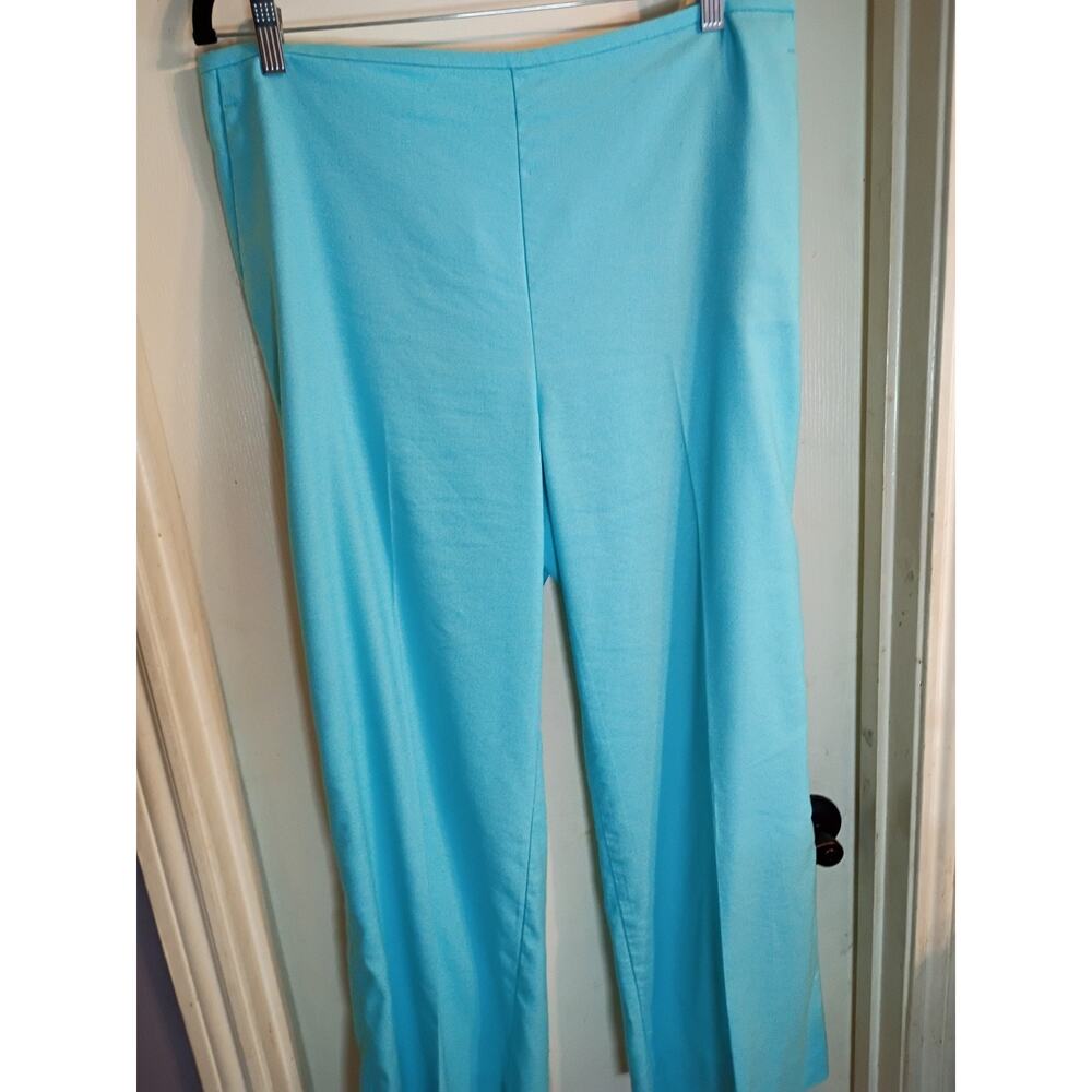 Ann Taylor Pants Turquoise Linen Blend Pockets Side Zip Sz 14 Career Classic